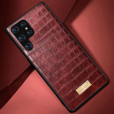 Soft Luxury Leather Snap On Case Cover S08 for Samsung Galaxy S21 Ultra 5G Brown