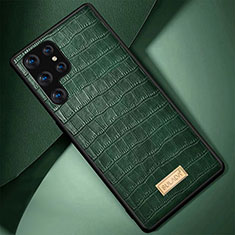 Soft Luxury Leather Snap On Case Cover S08 for Samsung Galaxy S21 Ultra 5G Green