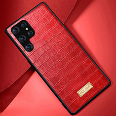 Soft Luxury Leather Snap On Case Cover S08 for Samsung Galaxy S23 Ultra 5G Red