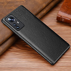 Soft Luxury Leather Snap On Case Cover S08 for Xiaomi Mi 12 5G Black