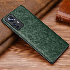 Soft Luxury Leather Snap On Case Cover S08 for Xiaomi Mi 12S 5G Green