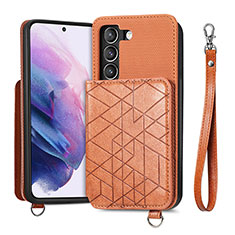 Soft Luxury Leather Snap On Case Cover S08D for Samsung Galaxy S21 Plus 5G Brown