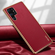 Soft Luxury Leather Snap On Case Cover S09 for Samsung Galaxy S21 Ultra 5G Red