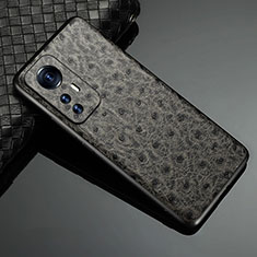 Soft Luxury Leather Snap On Case Cover S09 for Xiaomi Mi 12 5G Gray