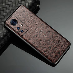 Soft Luxury Leather Snap On Case Cover S09 for Xiaomi Mi 12 Pro 5G Brown