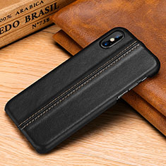 Soft Luxury Leather Snap On Case Cover S11 for Apple iPhone Xs Black