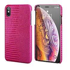 Soft Luxury Leather Snap On Case Cover S12 for Apple iPhone X Hot Pink
