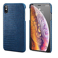 Soft Luxury Leather Snap On Case Cover S12 for Apple iPhone Xs Blue
