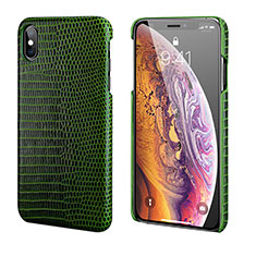 Soft Luxury Leather Snap On Case Cover S12 for Apple iPhone Xs Green
