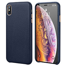 Soft Luxury Leather Snap On Case Cover S14 for Apple iPhone X Blue