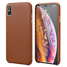 Soft Luxury Leather Snap On Case Cover S14 for Apple iPhone X Orange