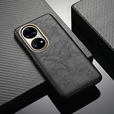 Soft Luxury Leather Snap On Case Cover ST1 for Huawei P50 Pro Black