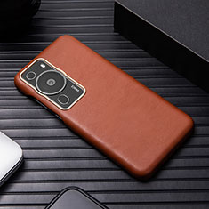 Soft Luxury Leather Snap On Case Cover ST1 for Huawei P60 Brown