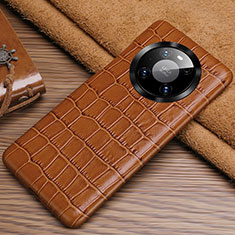 Soft Luxury Leather Snap On Case Cover ST3 for Huawei Mate 40 Pro Brown