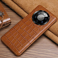 Soft Luxury Leather Snap On Case Cover ST3 for Huawei Mate 40 Pro+ Plus Brown