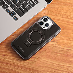 Soft Luxury Leather Snap On Case Cover with Mag-Safe Magnetic JD1 for Apple iPhone 14 Pro Black