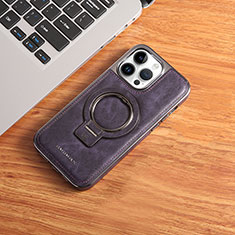 Soft Luxury Leather Snap On Case Cover with Mag-Safe Magnetic JD1 for Apple iPhone 14 Pro Max Purple