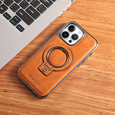 Soft Luxury Leather Snap On Case Cover with Mag-Safe Magnetic JD1 for Apple iPhone 15 Pro Brown