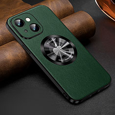 Soft Luxury Leather Snap On Case Cover with Mag-Safe Magnetic LD2 for Apple iPhone 13 Green