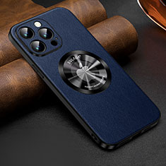 Soft Luxury Leather Snap On Case Cover with Mag-Safe Magnetic LD2 for Apple iPhone 13 Pro Blue