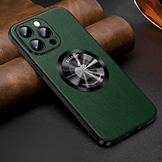 Soft Luxury Leather Snap On Case Cover with Mag-Safe Magnetic LD2 for Apple iPhone 13 Pro Green