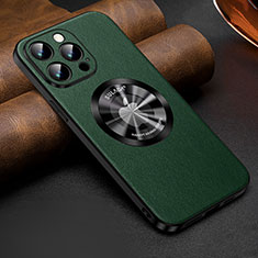 Soft Luxury Leather Snap On Case Cover with Mag-Safe Magnetic LD2 for Apple iPhone 13 Pro Max Green