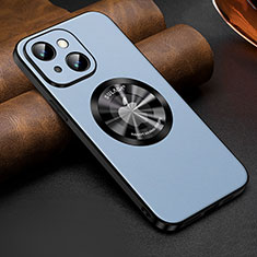 Soft Luxury Leather Snap On Case Cover with Mag-Safe Magnetic LD2 for Apple iPhone 14 Mint Blue