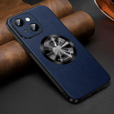 Soft Luxury Leather Snap On Case Cover with Mag-Safe Magnetic LD2 for Apple iPhone 14 Plus Blue