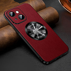 Soft Luxury Leather Snap On Case Cover with Mag-Safe Magnetic LD2 for Apple iPhone 14 Plus Red