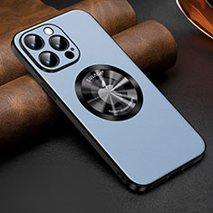Soft Luxury Leather Snap On Case Cover with Mag-Safe Magnetic LD2 for Apple iPhone 15 Pro Mint Blue