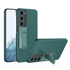 Soft Luxury Leather Snap On Case Cover with Stand AC1 for Samsung Galaxy S22 5G Green