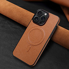 Soft Luxury Leather Snap On Case Cover WZ1 for Apple iPhone 14 Pro Brown