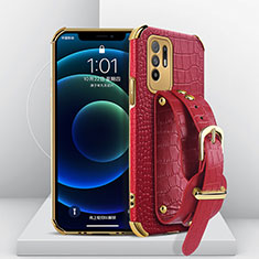 Soft Luxury Leather Snap On Case Cover XD1 for Oppo Reno5 Z 5G Red