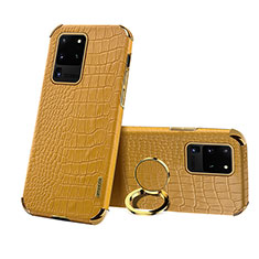 Soft Luxury Leather Snap On Case Cover XD1 for Samsung Galaxy S20 Ultra 5G Yellow