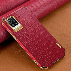 Soft Luxury Leather Snap On Case Cover XD1 for Vivo V20 Red