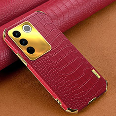 Soft Luxury Leather Snap On Case Cover XD1 for Vivo V27 5G Red