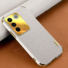 Soft Luxury Leather Snap On Case Cover XD1 for Vivo V27 5G White