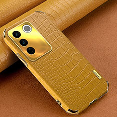 Soft Luxury Leather Snap On Case Cover XD1 for Vivo V27 5G Yellow