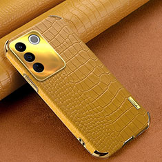 Soft Luxury Leather Snap On Case Cover XD1 for Vivo V27e 5G Yellow