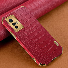 Soft Luxury Leather Snap On Case Cover XD1 for Vivo X70 5G Red
