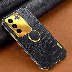 Soft Luxury Leather Snap On Case Cover XD2 for Vivo V27 5G Black