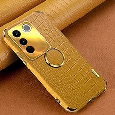Soft Luxury Leather Snap On Case Cover XD2 for Vivo V27 5G Yellow