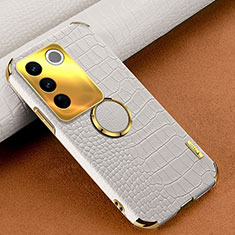 Soft Luxury Leather Snap On Case Cover XD2 for Vivo V27 Pro 5G White