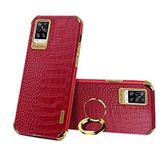 Soft Luxury Leather Snap On Case Cover XD3 for Vivo V20 Red