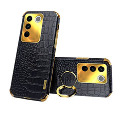 Soft Luxury Leather Snap On Case Cover XD3 for Vivo V27 5G Black