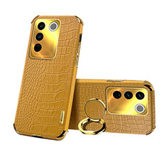 Soft Luxury Leather Snap On Case Cover XD3 for Vivo V27 5G Yellow