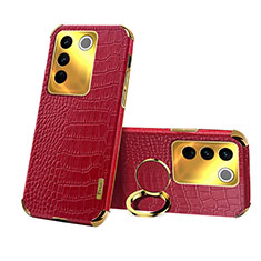 Soft Luxury Leather Snap On Case Cover XD3 for Vivo V27 Pro 5G Red