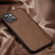 Soft Luxury Leather Snap On Case Cover XV1 for Apple iPhone 14 Brown
