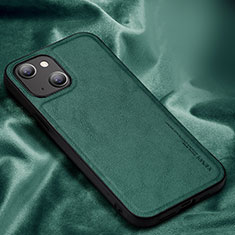 Soft Luxury Leather Snap On Case Cover XV1 for Apple iPhone 15 Green