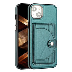 Soft Luxury Leather Snap On Case Cover Y01B for Apple iPhone 13 Green